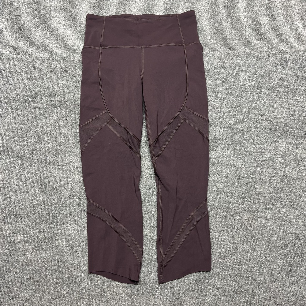 Lululemon Leggings Womens 4 Purple High Rise Capri Mesh Panels Yoga Gym